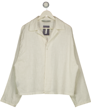 GLORYDAYS White Single Button Crop Fit Layered Linen Shirt UK L