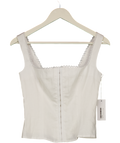 REFORMATION White Linen Square Neck Corset Top With Lace Trim Us6 UK 10