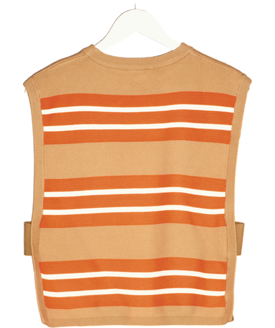 NEVER FULLY DRESSED Orange / Tan Stripe Tank Top UK M