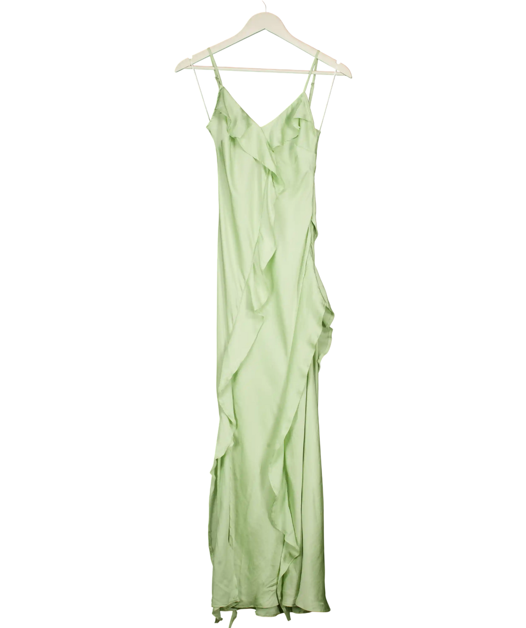 NEW LOOK  Mint Green Satin Ruffle Maxi Slip Dres UK 6