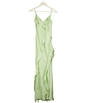 NEW LOOK  Mint Green Satin Ruffle Maxi Slip Dres UK 6