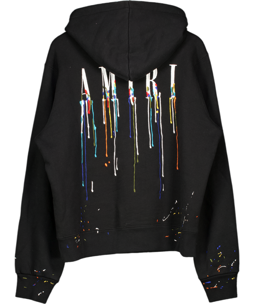 Amiri Men's Black Paint Drip Logo Hoodie UK S