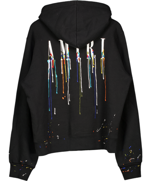 Amiri Men's Black Paint Drip Logo Hoodie UK S