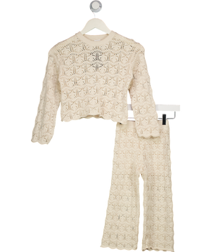ZARA Cream Crochet Knit 2-piece Top Adnd Trouser Set 4 Years