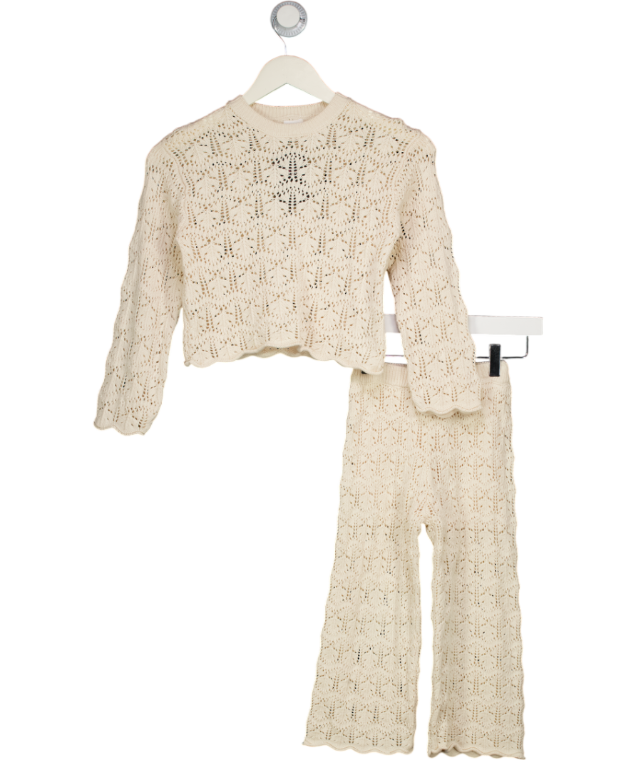 ZARA Cream Crochet Knit 2-piece Top Adnd Trouser Set 4 Years