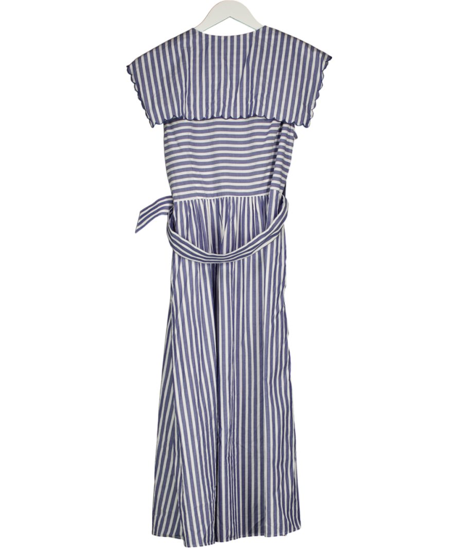 LK Bennett Beau Blue And Cream Striped Cotton Sun Dress UK 12