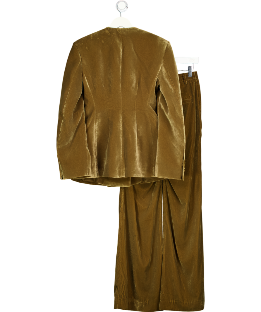 H&M EDITION 2-piece Olive Green Velvet Blazer (uk 8) & Wide Leg Trouser Set UK 6