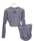 GRACE JACOB 2-piece Blue Printed Mesh Priya Top And Mini Skirt Cover Up Set UK M