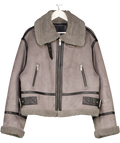 MO&Co. Grey Suede Textured Faux Shearling Jacket UK L