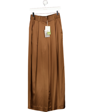 LILYSILK Chocolate Brown 100% Mulberry Silk Wide Leg Trouser Us2 UK 6