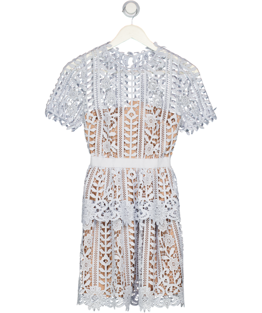 SELF PORTRAIT Light Blue Guipure Lace Mini Dress UK 6