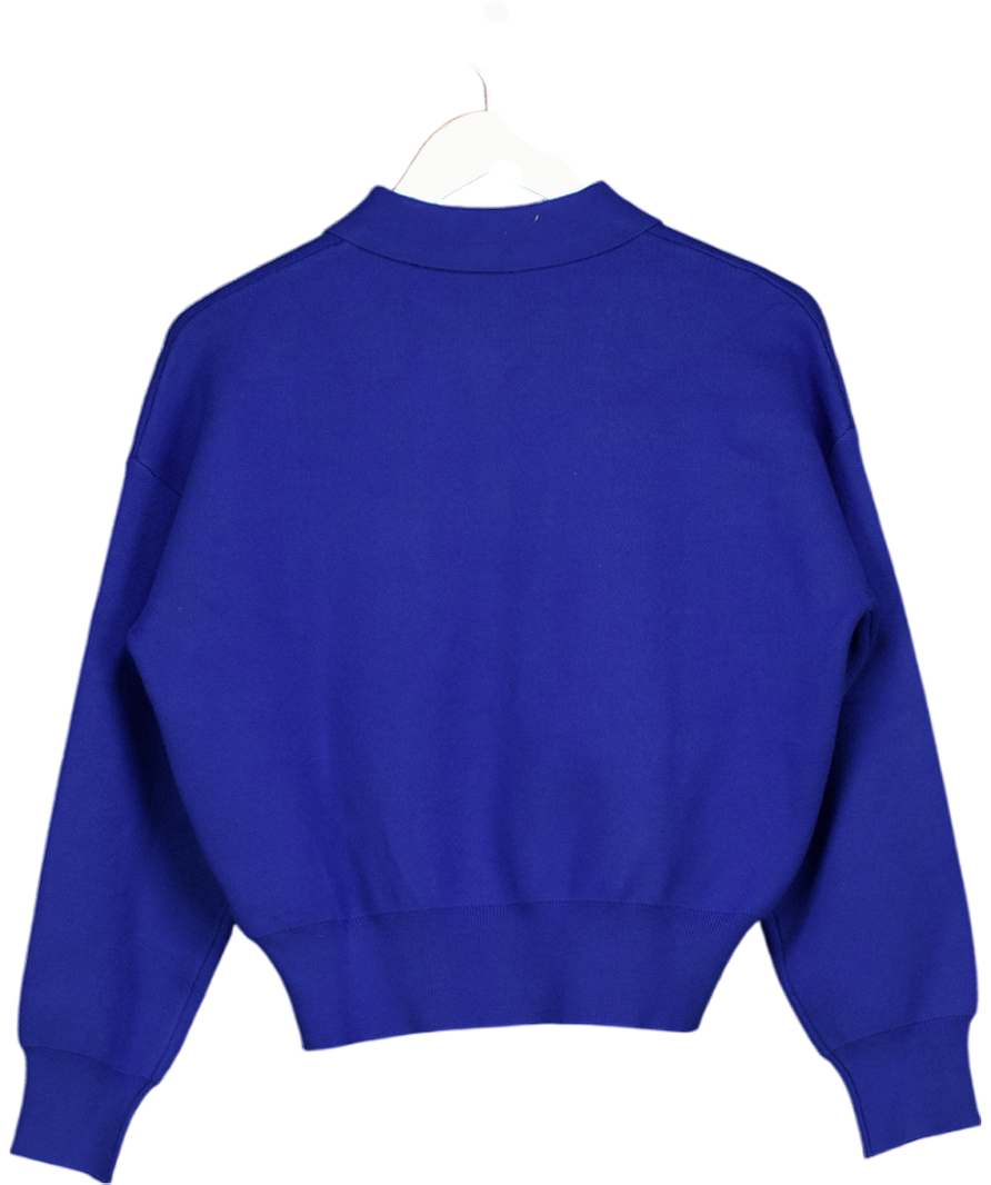 ZARA Blue Knit Polo Shirt With Pocket UK S