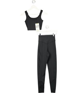 Gym Locker Black So Skin Crop Top (xs) And Leggings Set UK XS/S