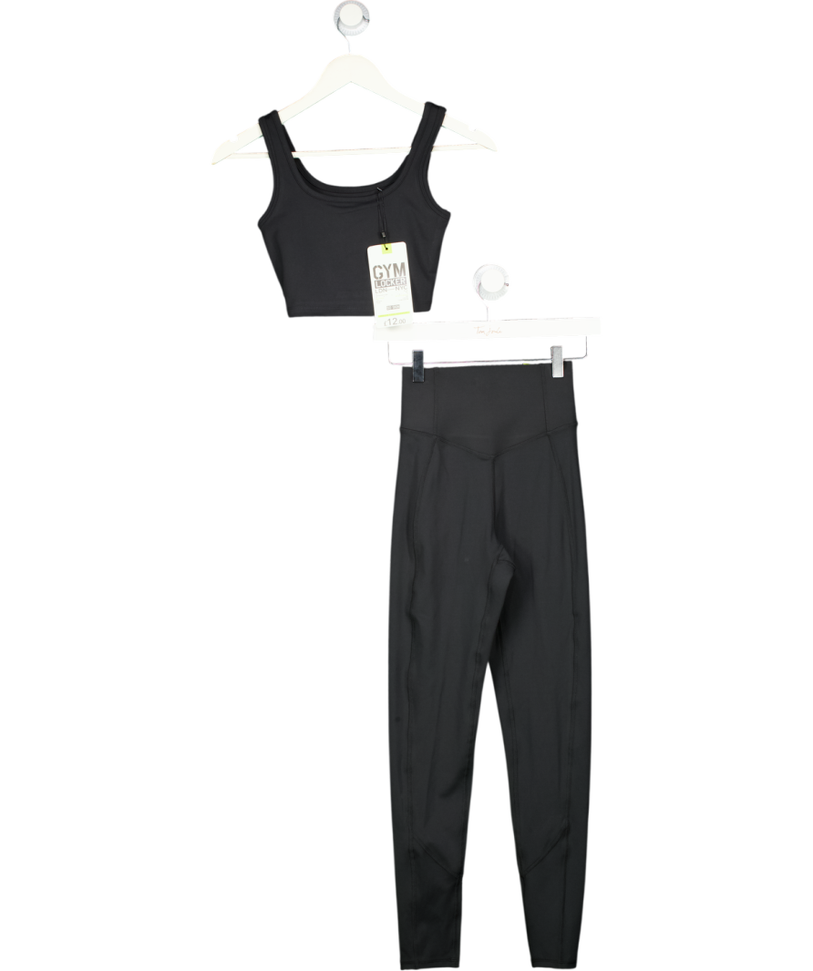 Gym Locker Black So Skin Crop Top (xs) And Leggings Set UK XS/S