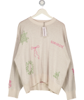 BLACK & BEECH Cream Cross Stitch Sororitie Jumper UK XXL