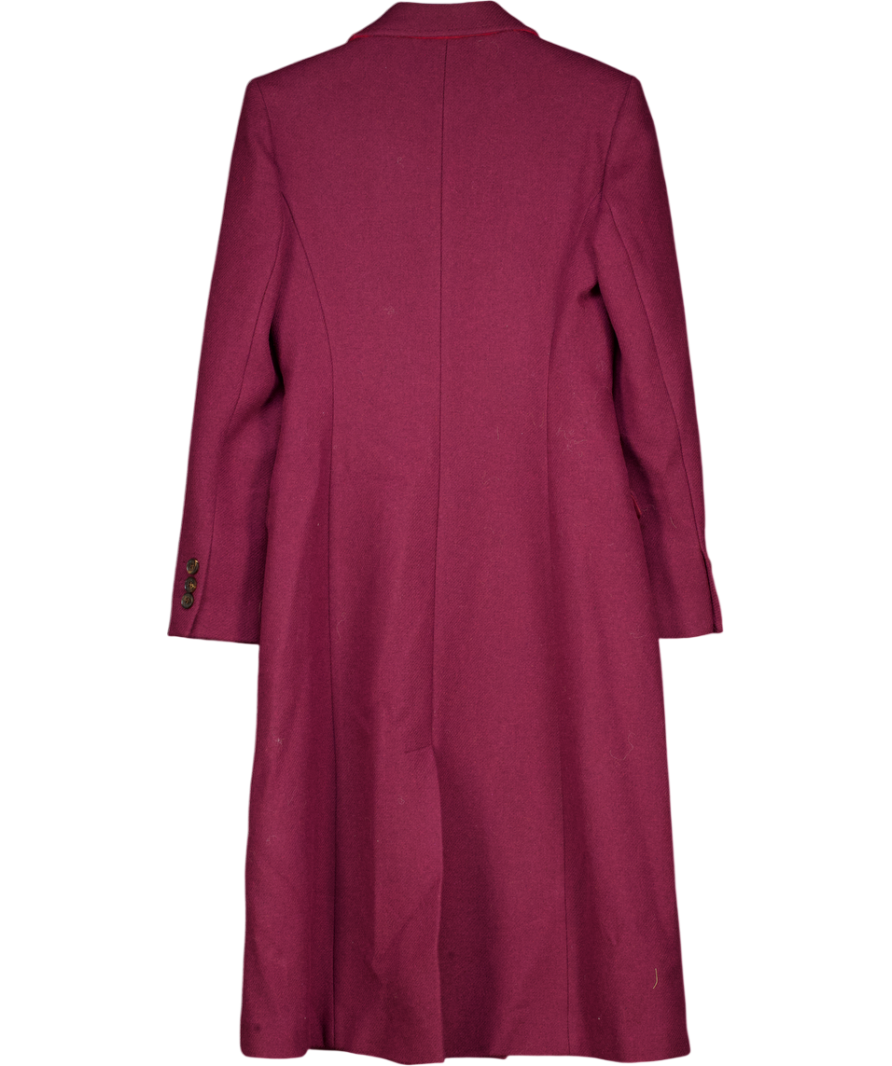 Karen Millen Burgundy Red Premium Italian Manteco Wool Fitted Tailored Midi Coat UK 10