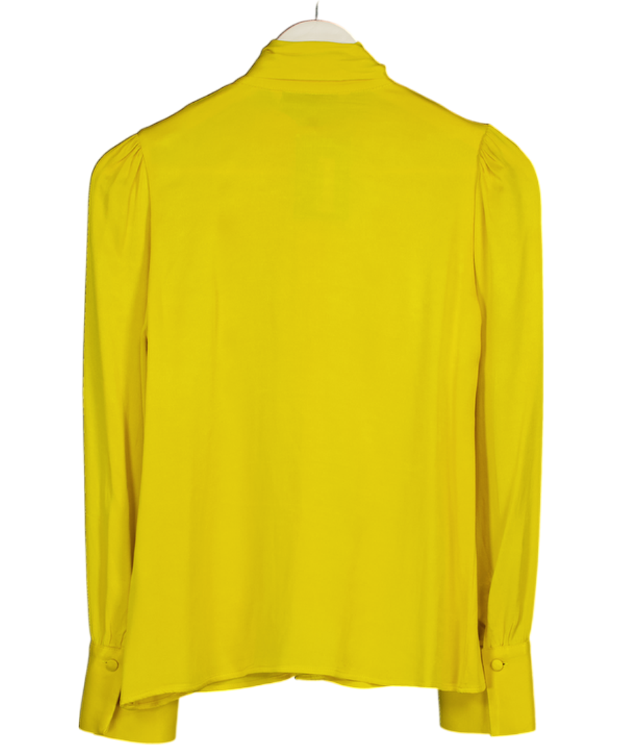 ZARA Yellow Tie Neck Blouse UK XS