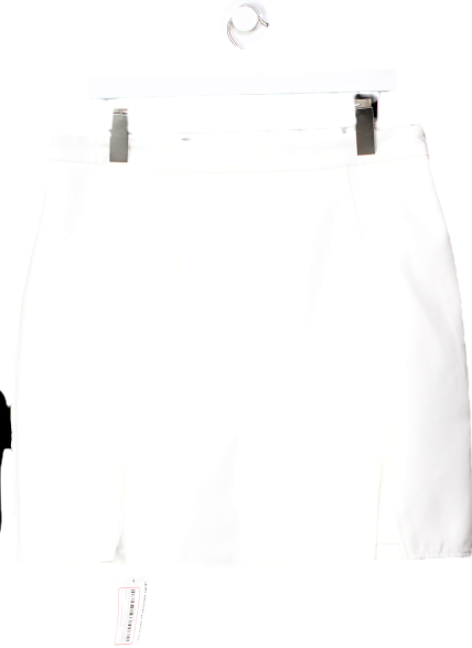 Missguided White Double Split Mini Skirt UK 16