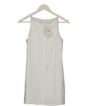 H&M White Linen Blend Square Neck Mini Dress UK XS