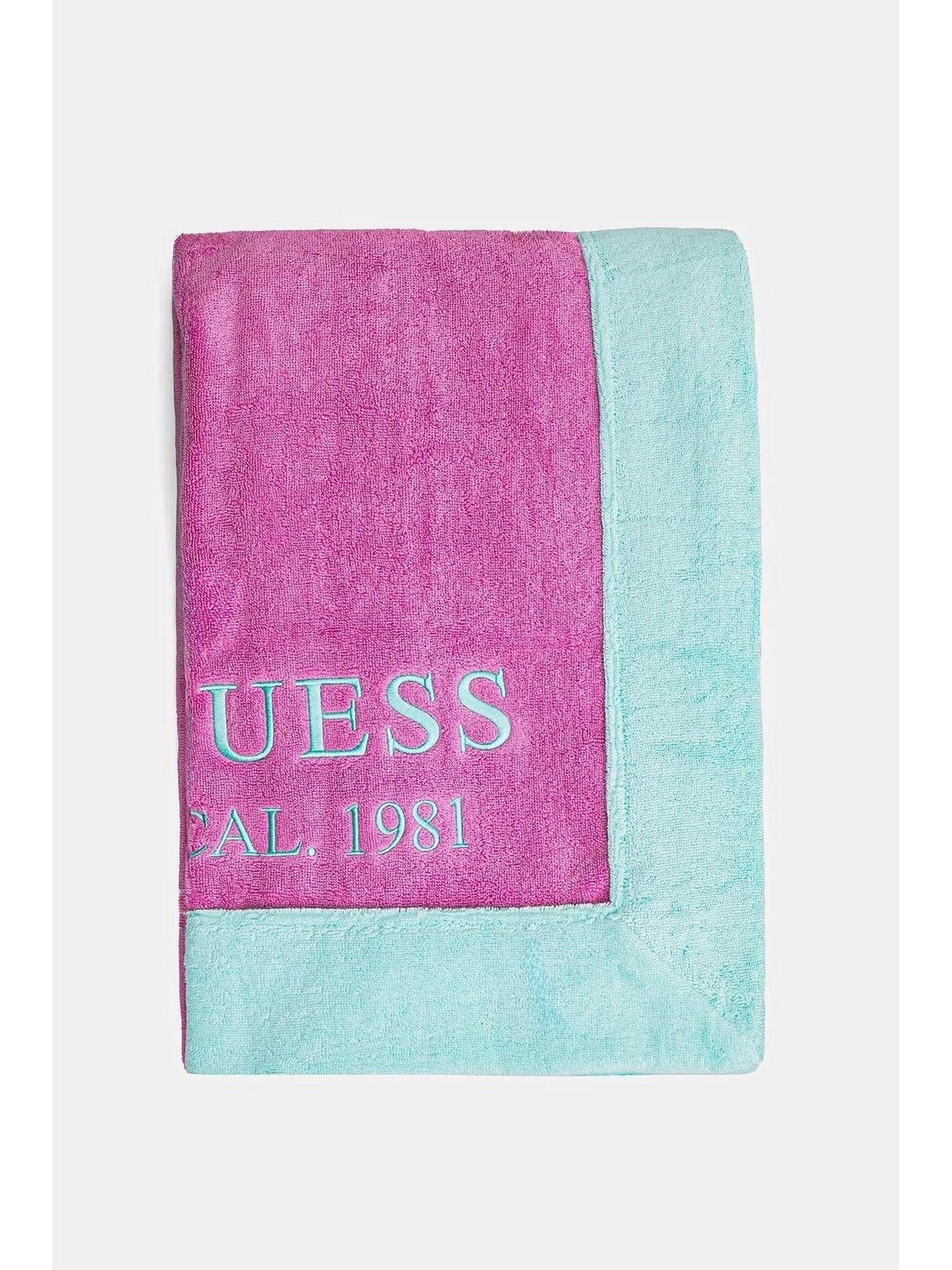 Guess Pink And Blue Embossed Logo Beach Towel