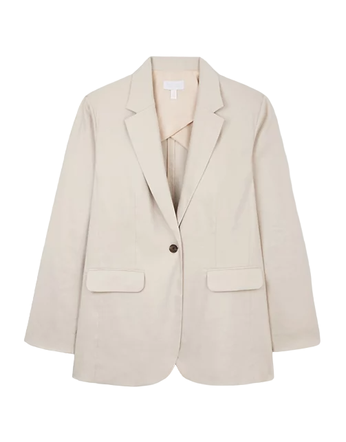 The White Company Beige Linen Blend Relaxed Blazer UK 14