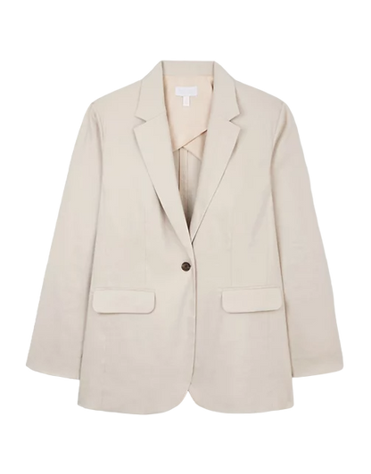 The White Company Beige Linen Blend Relaxed Blazer UK 14