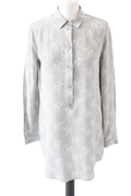 Equipment Dove grey longline deer print washed Silk Shirt UK S