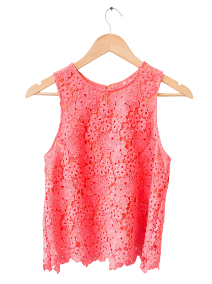 Whistles Neon Coral Pink Floral Tank Top UK 10