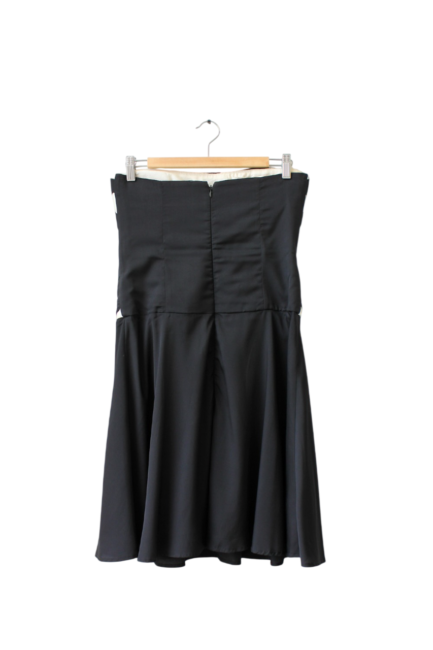REISS Black ABustier Dress With Decorated Bodice UK 10