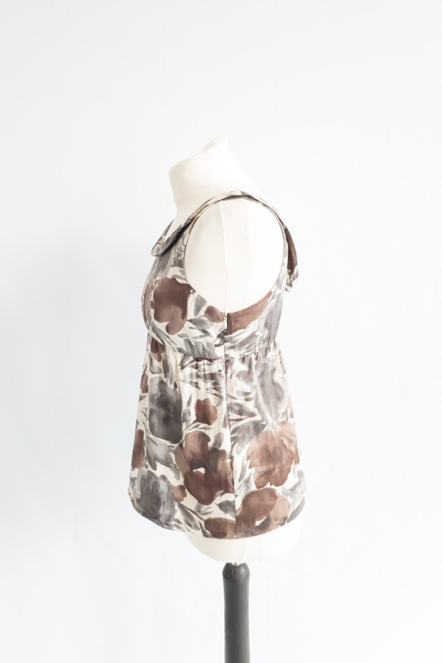 cos ivory / beige Tulip floral Babydoll Top UK 8