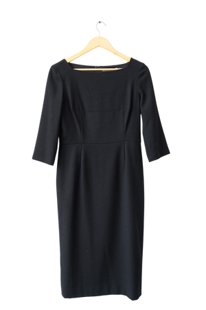 goat Black Marcelle Wool-crepe Dress UK 12