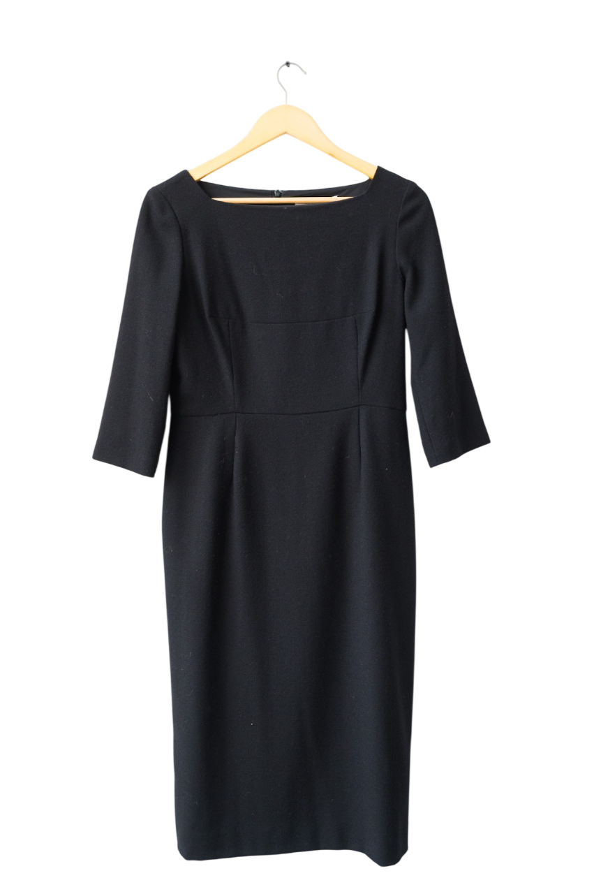 goat Black Marcelle Wool-crepe Dress UK 12
