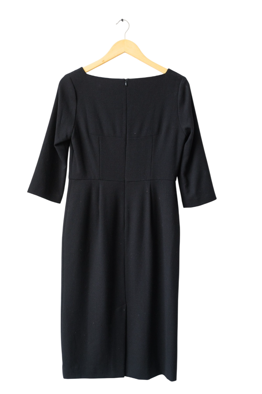 goat Black Marcelle Wool-crepe Dress UK 12