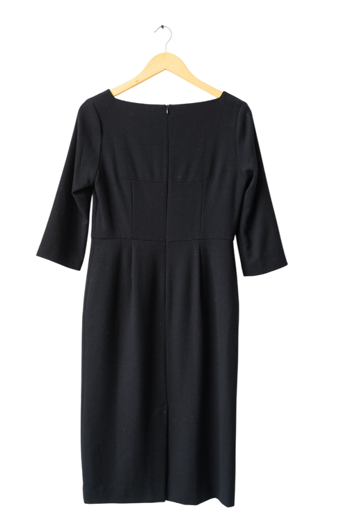 goat Black Marcelle Wool-crepe Dress UK 12
