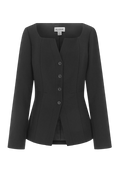 ALIGNE Black Emily Scoop V Neck Waisted Blazer UK 8