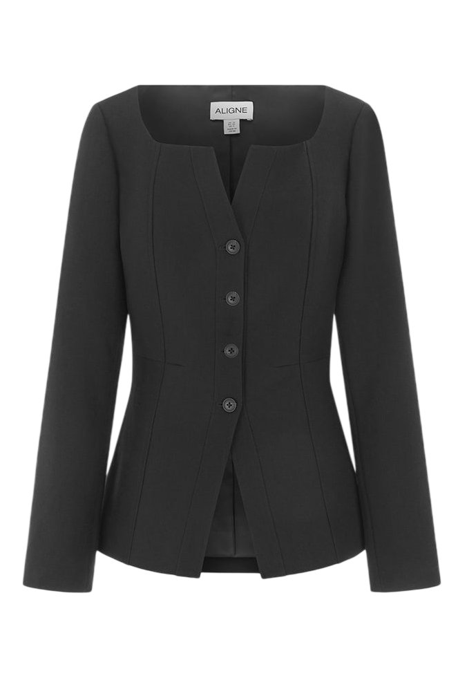 ALIGNE Navy Blue Bonnie Ponte Waisted Blazer UK 8