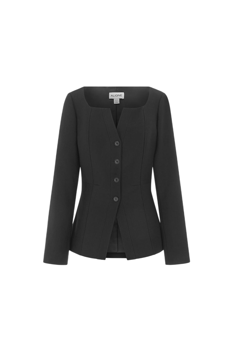 ALIGNE Black Emily Scoop V Neck Waisted Blazer UK 8