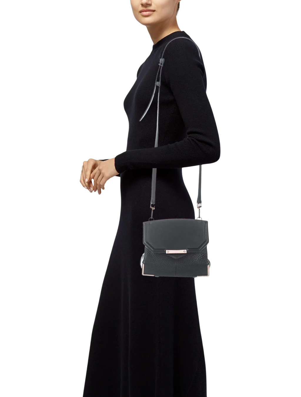 Alexander Wang Marion Prisma Pebble Leather Crossbody Bag in Black