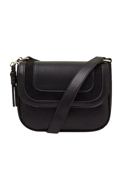 Accessorize Black Suedette Flap Cross-body Bag One Size