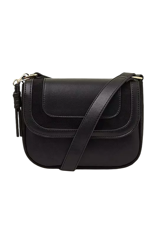 Accessorize Black Suedette Flap Cross-body Bag One Size