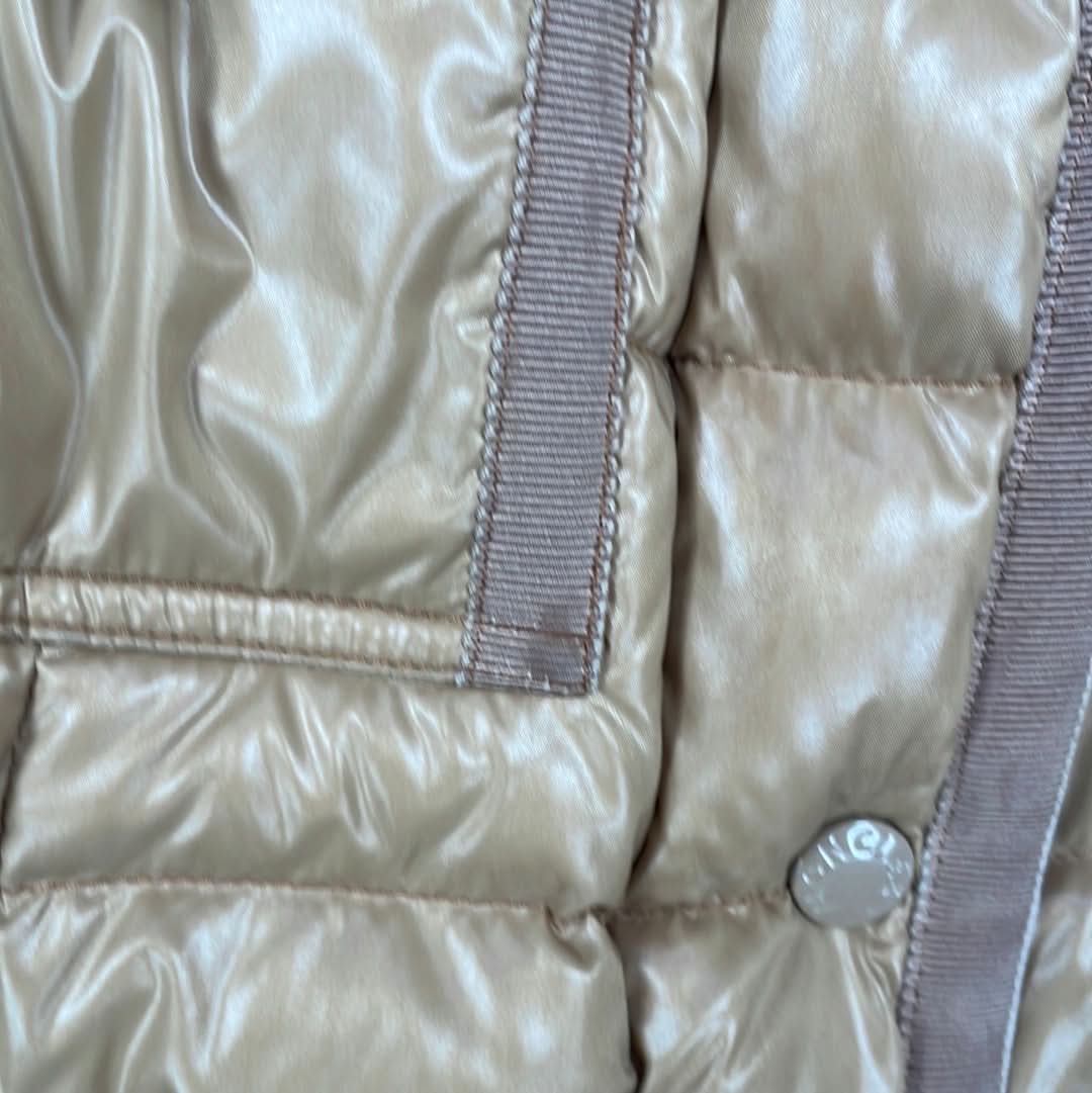 Moncler Beige Down Jacket With Fur Hood UK 10