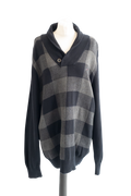 Tommy Hilfiger Black Checkered Shawl Collar Flag logo Sweater UK XXL