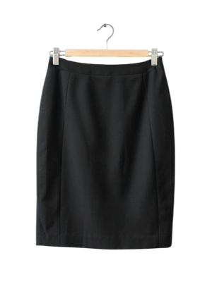 REISS Black Wool Blend Huxley Tailored Pencil Skirt UK 6