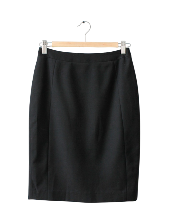 REISS Black Wool Blend Huxley Tailored Pencil Skirt UK 6