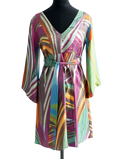Ana Alcazar Multicoloured 100% silk  Retro Tunic Mini Dress UK 8