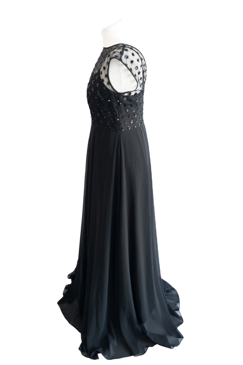 Coast Black Formal Sequin Mesh Maxi Dress UK 10