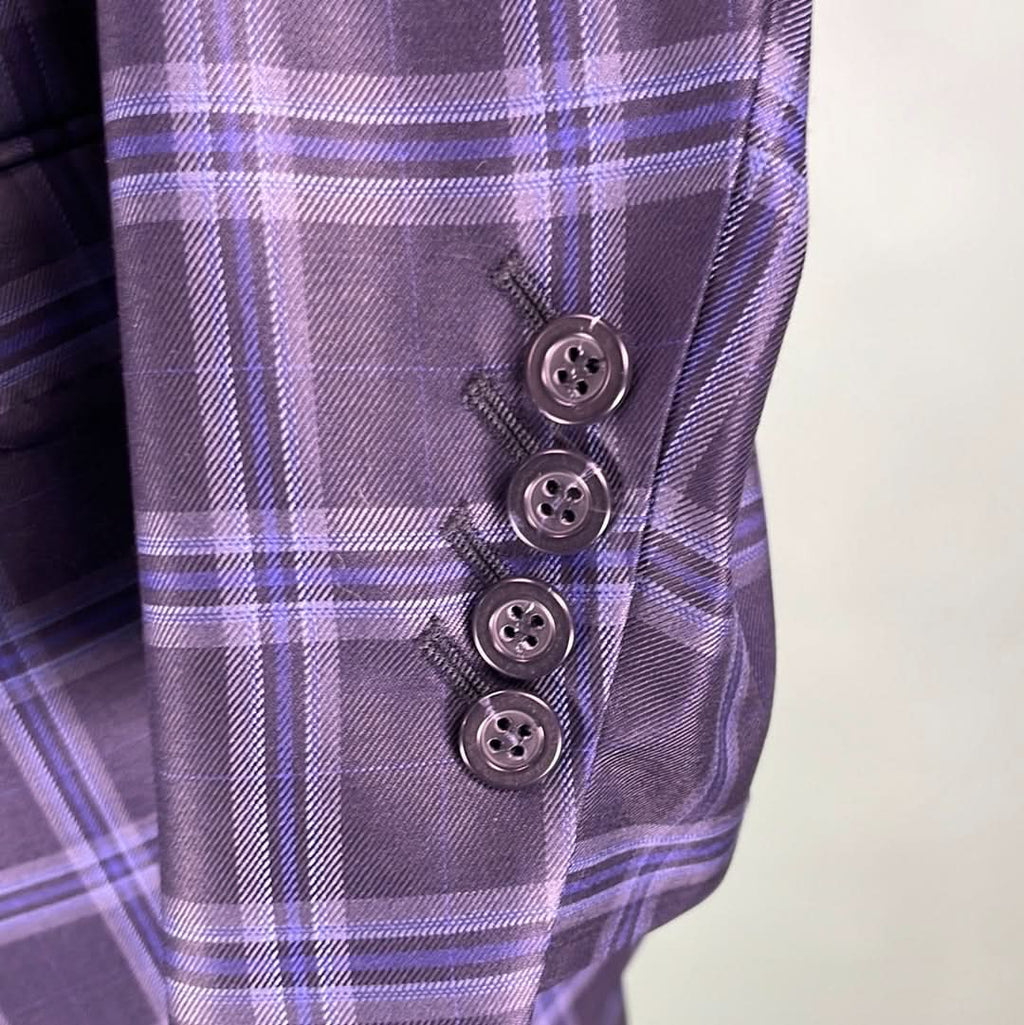 William Hunt Two Piece Wool Suit In Blue Tartan W38