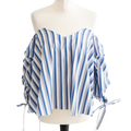 Caroline Constas Blue B8db Striped Off Shoulder Blouse UK S