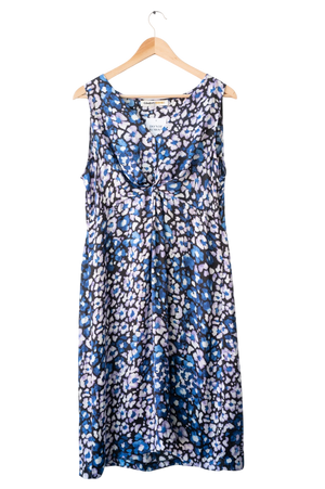 Clements Ribeiro Blue Satin Twist Front Sleeveless Dress UK M