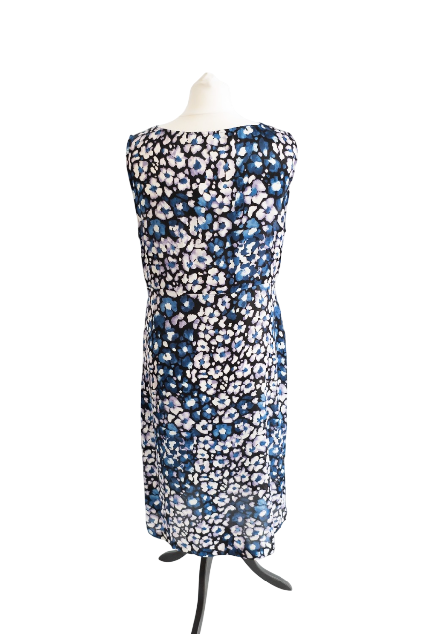 Clements Ribeiro Blue Satin Twist Front Sleeveless Dress UK M